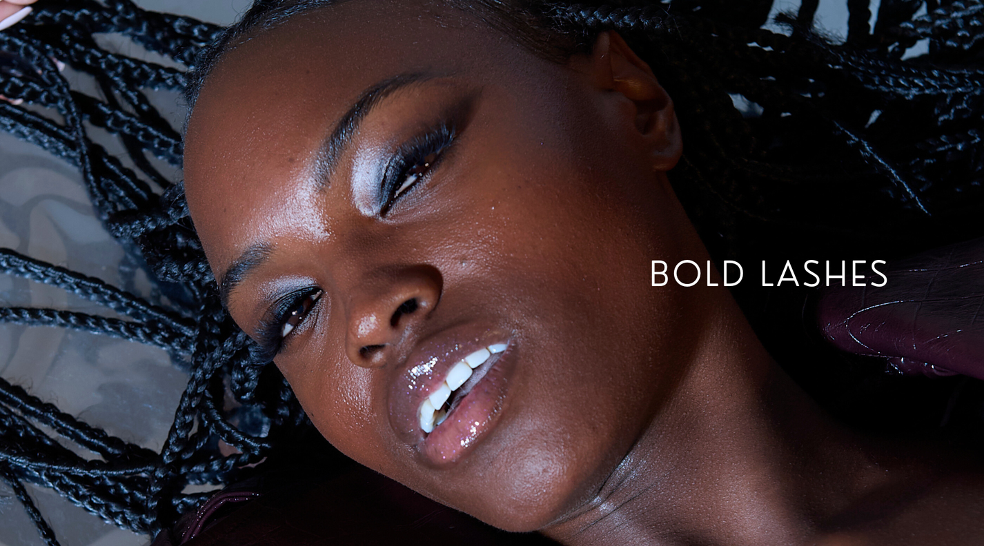 Model wearing Jetzi Air Volume lashes for soft, fluffy, full-eye enhancement.”